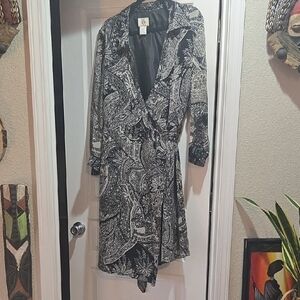 Ice Black and Cream Silk Dress Lined